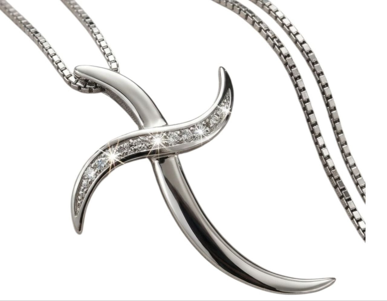 Collana con pendente croce  con diamanti ct 0,05 in oro bianco 18kt (750)