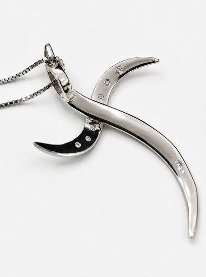 Collana con pendente croce  con diamanti ct 0,05 in oro bianco 18kt (750)