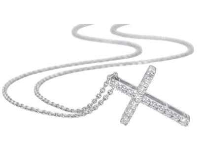 Collana Croce con diamanti ct 0.20 in oro bianco 18kt (750)