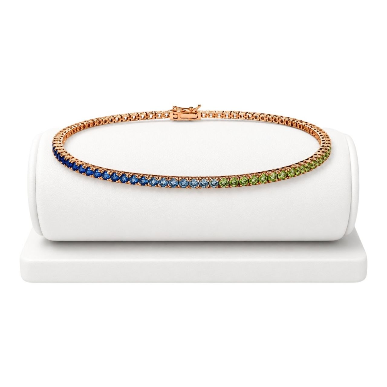 Bracciale tennis con Zaffiro multicolor 4,50 ct in Oro Rosa 18 kt (750) -17 cm