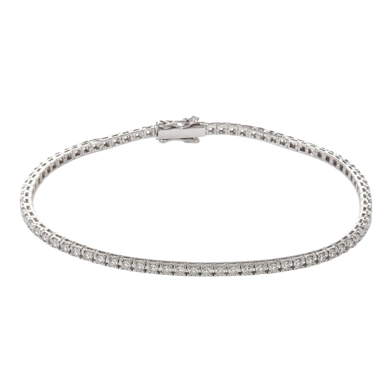 Bracciale tennis con diamanti bianchi Ct 1,08 - 18 cm - in oro bianco 18kt (750)