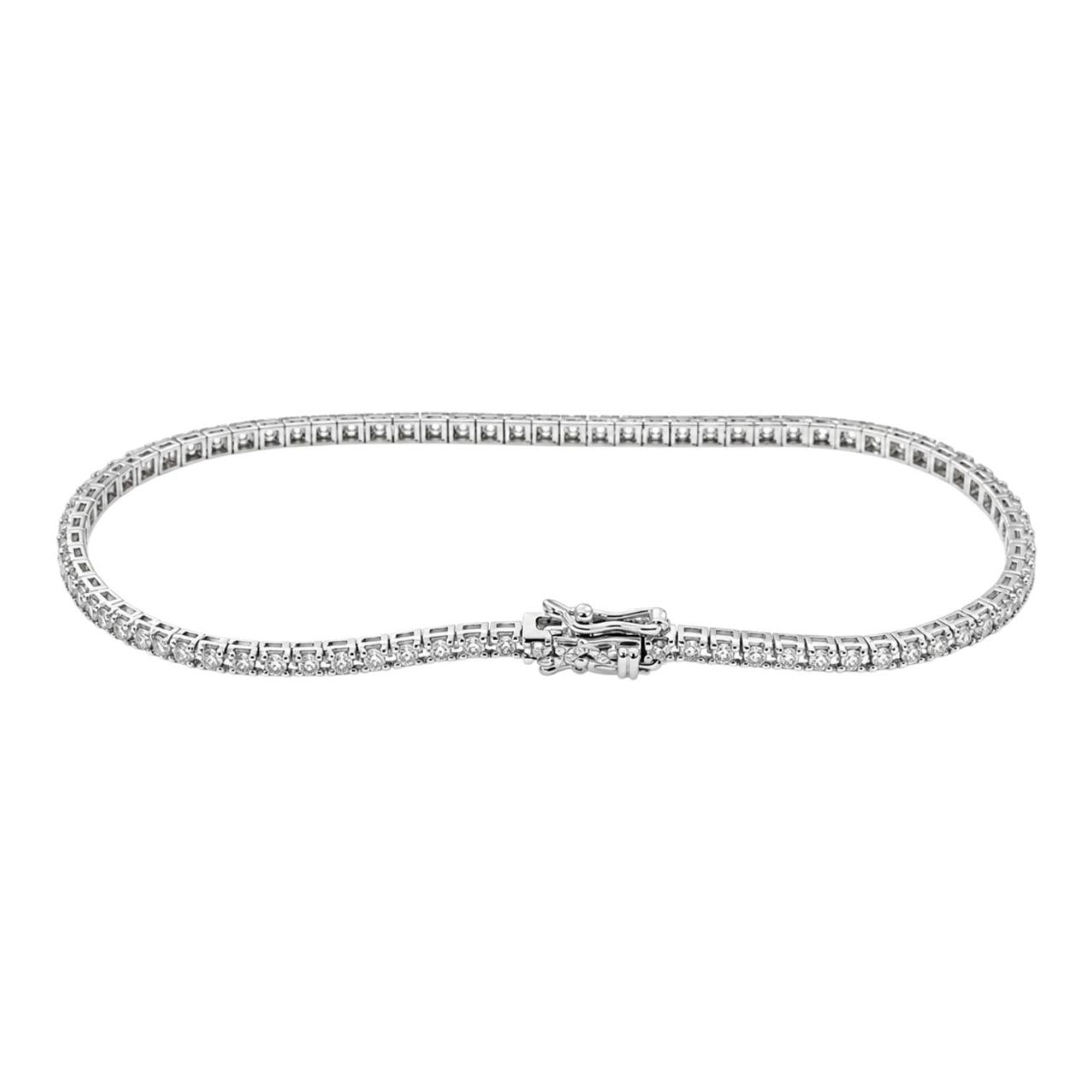 Bracciale tennis con diamanti bianchi Ct 1,08 - 18 cm - in oro bianco 18kt (750)
