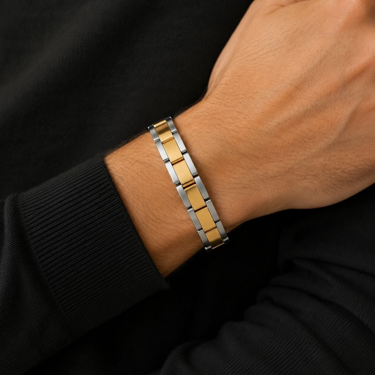 Bracciale jubilee lavorato in oro bianco e giallo 18kt (750)