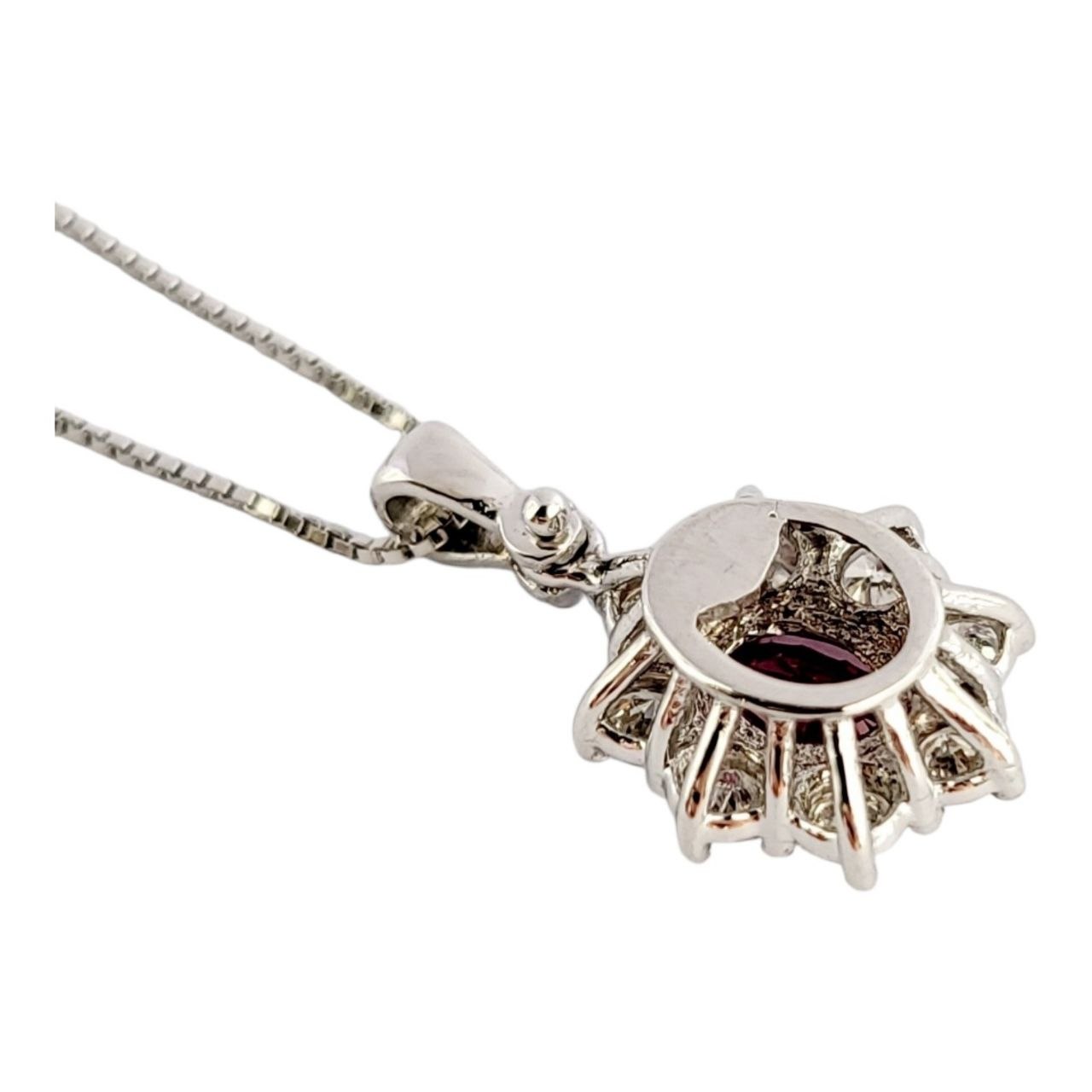 Collana  diamanti ct 0,30  e rubino ct 0,48 in oro bianco 18kt (750)