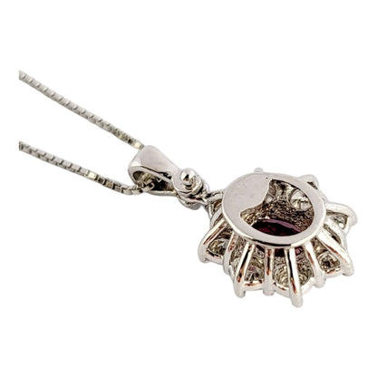 Collana  diamanti ct 0,30  e rubino ct 0,48 in oro bianco 18kt (750)