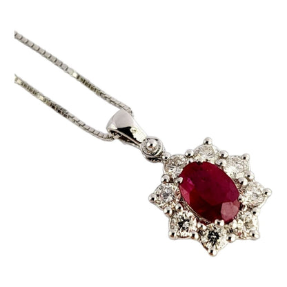 Collana  diamanti ct 0,30  e rubino ct 0,48 in oro bianco 18kt (750)