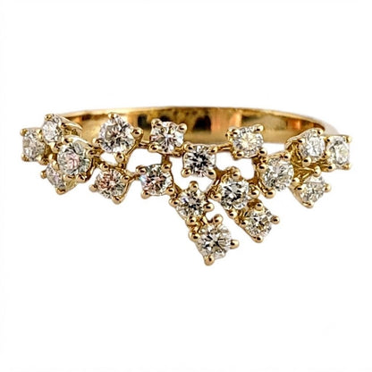 Anello fantasia floreale diamanti bianchi ct 0,75 in oro giallo 18kt (750)