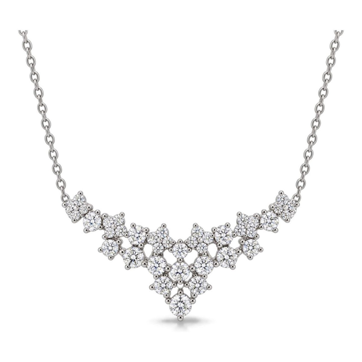 Collana fantasia floreale diamanti bianchi ct 0,87 in oro bianco 18kt (750)