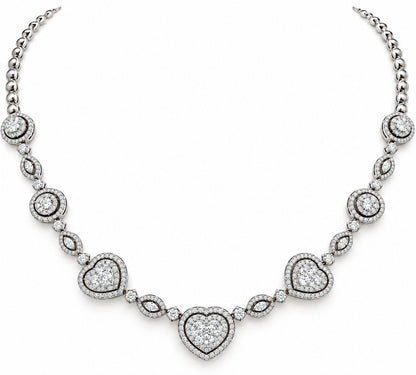 Collana a cuore con Diamanti ct 4,65 in Oro Bianco con certificazione gemmologica Gem Tech 18 kt -750