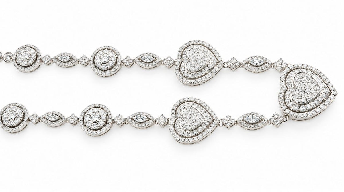 Collana a cuore con Diamanti ct 4,65 in Oro Bianco con certificazione gemmologica Gem Tech 18 kt -750