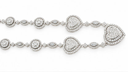 Collana a cuore con Diamanti ct 4,65 in Oro Bianco con certificazione gemmologica Gem Tech 18 kt -750