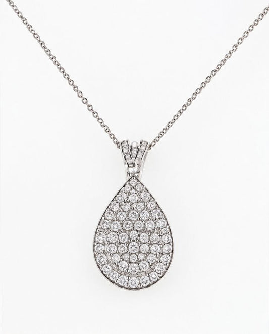 Collana pendente Goccia  pave' con Diamanti 1,67 ct in Oro bianco 18 kt (750)