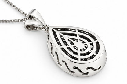 Collana pendente Goccia  pave' con Diamanti 1,67 ct in Oro bianco 18 kt (750)