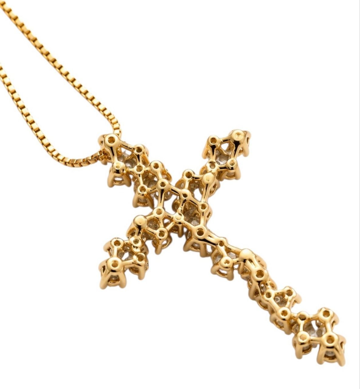Collana con croce floreale diamanti bianchi ct 1,12 in oro giallo 18kt (750)