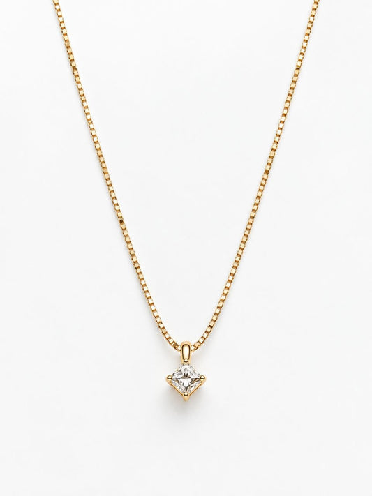 Collana con pendente punto luce in Oro Rosa con Diamante 0,10 ct 18 kt (750)