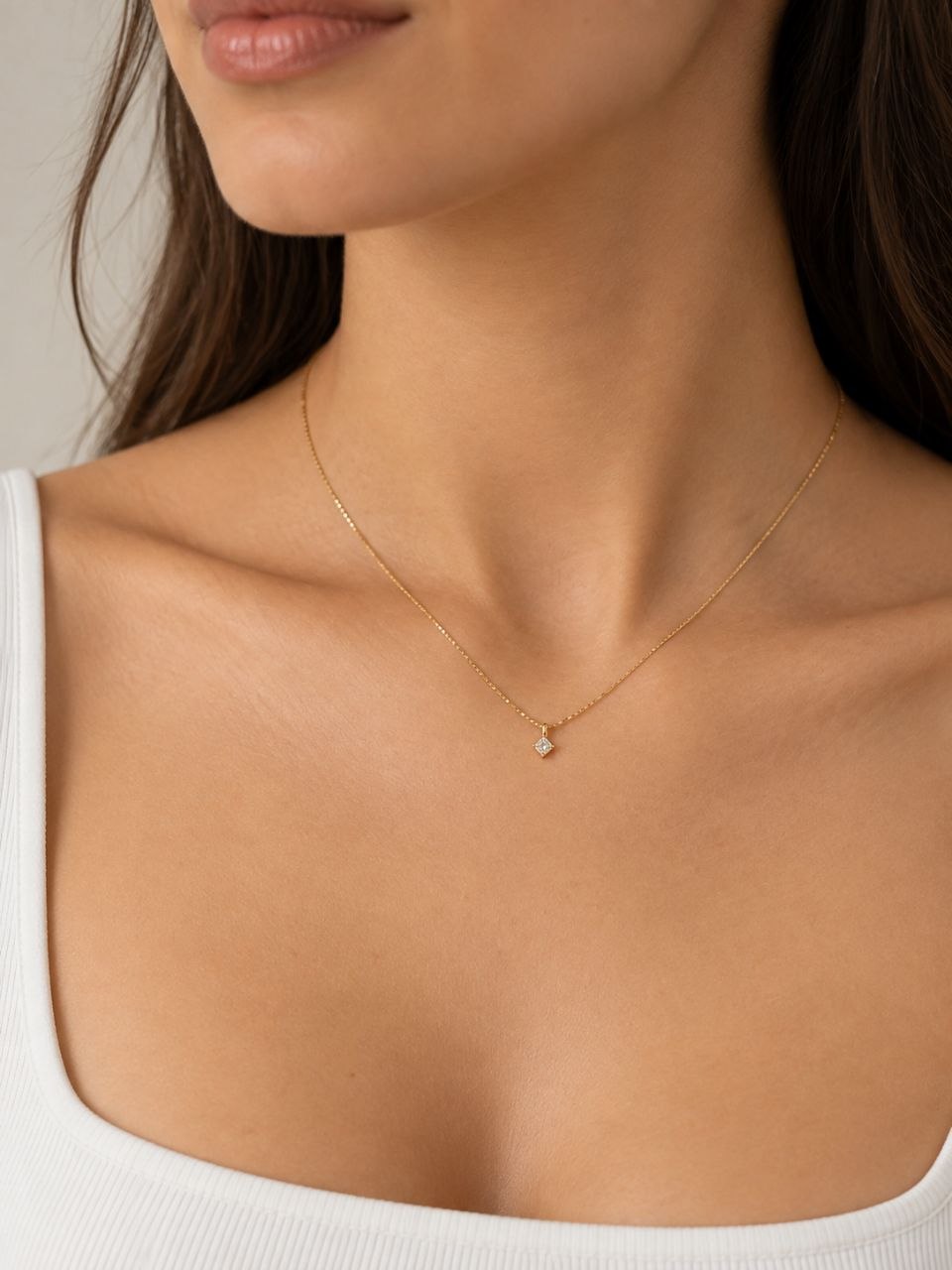 Collana con pendente punto luce in Oro Rosa con Diamante 0,10 ct 18 kt (750)