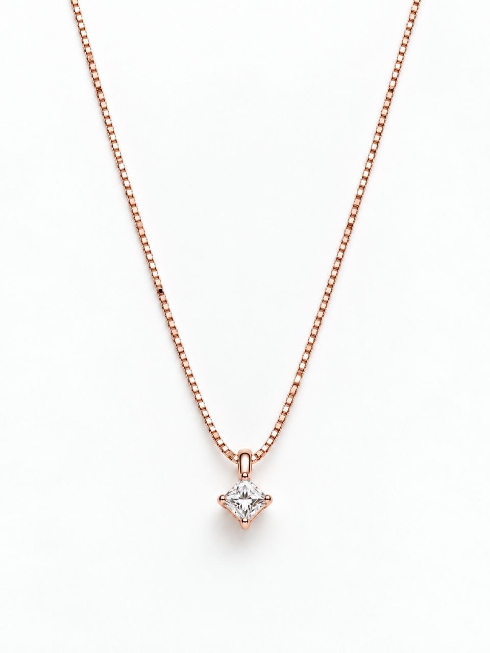 Collana con pendente punto luce in Oro Rosa con Diamante 0,07 ct 18 kt (750)
