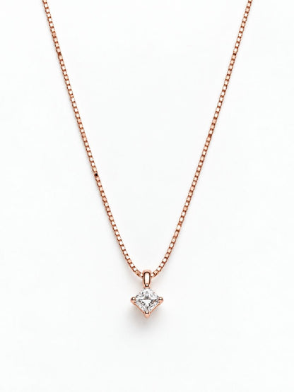 Collana con pendente punto luce in Oro Rosa con Diamante 0,07 ct 18 kt (750)