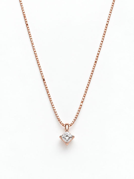 Collana con pendente punto luce in Oro Rosa con Diamante 0,07 ct 18 kt (750)