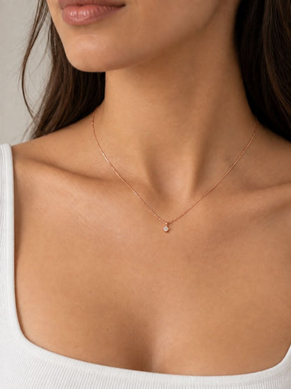 Collana con pendente punto luce in Oro Rosa con Diamante 0,07 ct 18 kt (750)