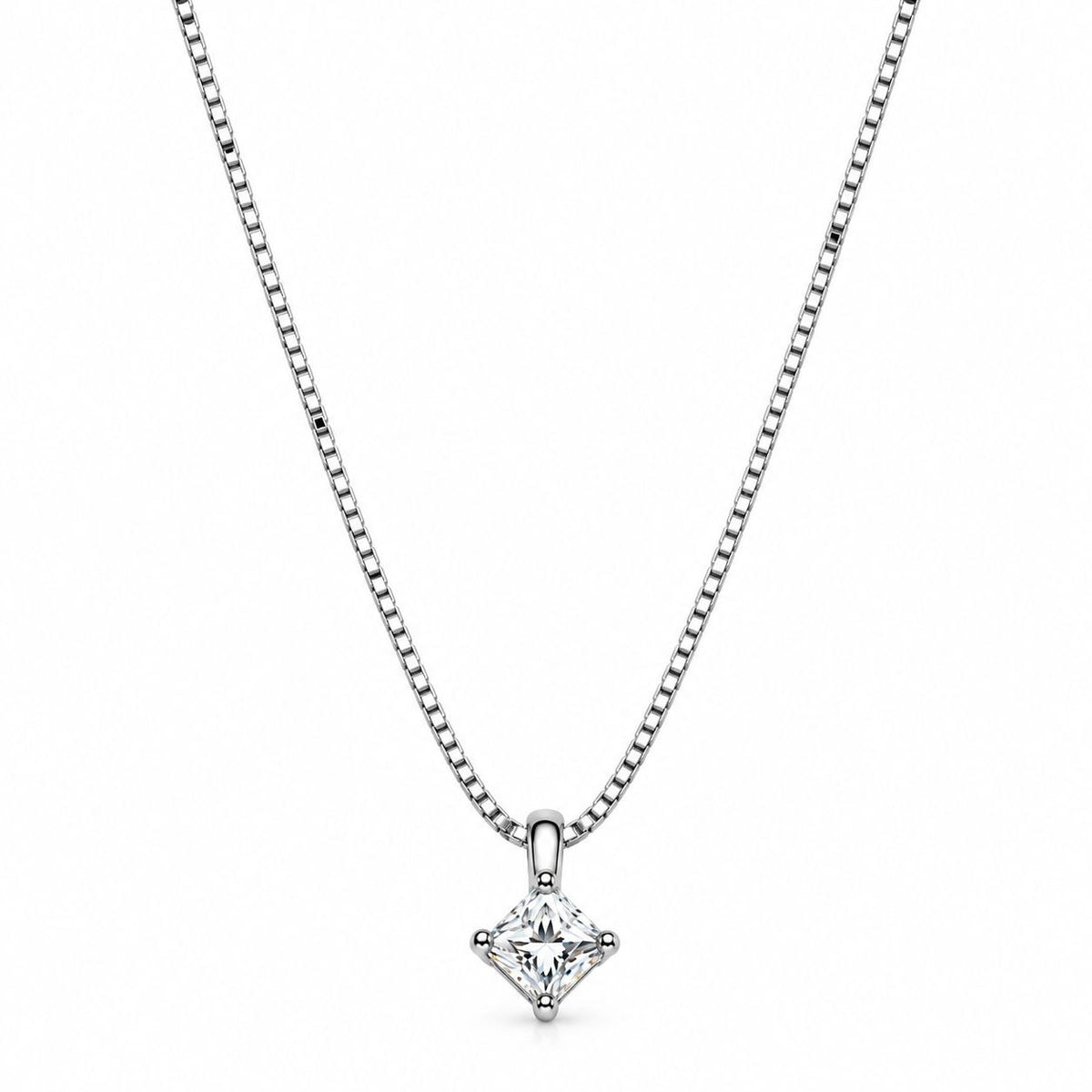 Collana con pendente punto luce con Diamante 0,07 ct in Oro Bianco 18 kt (750)