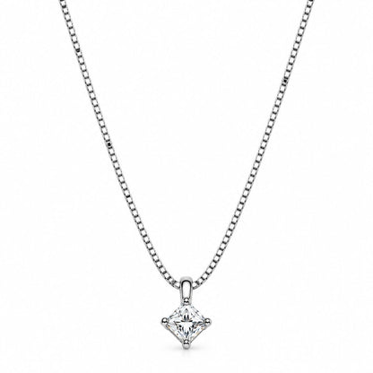 Collana con pendente punto luce con Diamante 0,07 ct in Oro Bianco 18 kt (750)