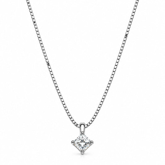 Collana con pendente punto luce con Diamante 0,07 ct in Oro Bianco 18 kt (750)