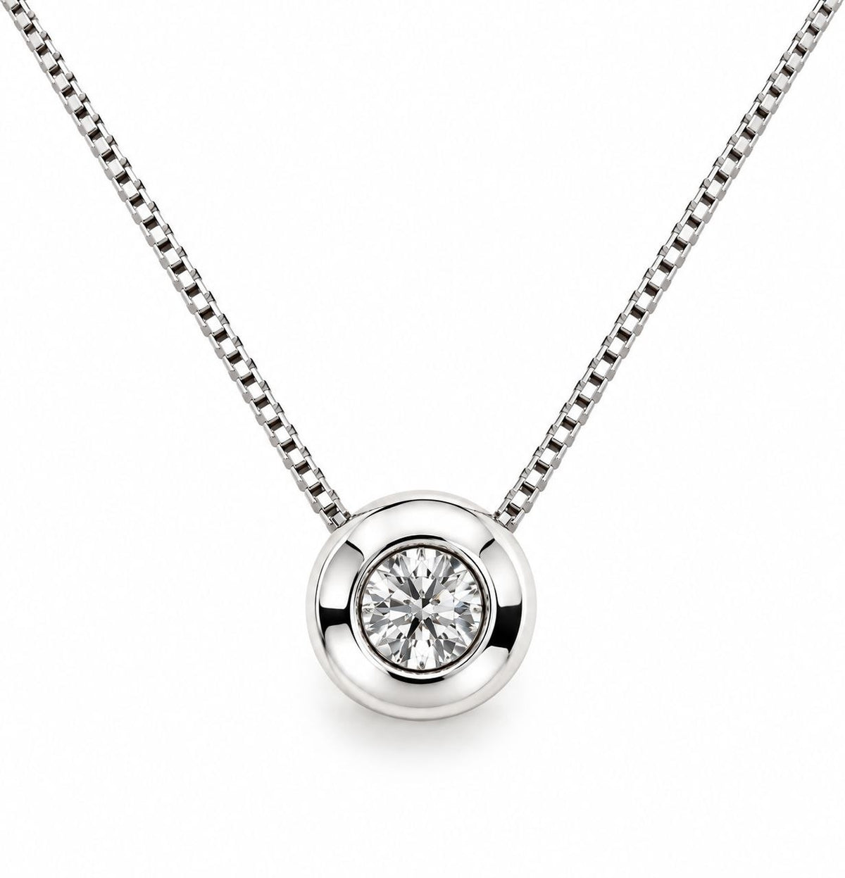 Collana e pendente punto luce a cipollina in Oro Bianco con Diamante 0,10 ct 18 kt (750)
