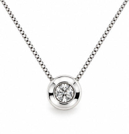 Collana e pendente punto luce a cipollina in Oro Bianco con Diamante 0,10 ct 18 kt (750)