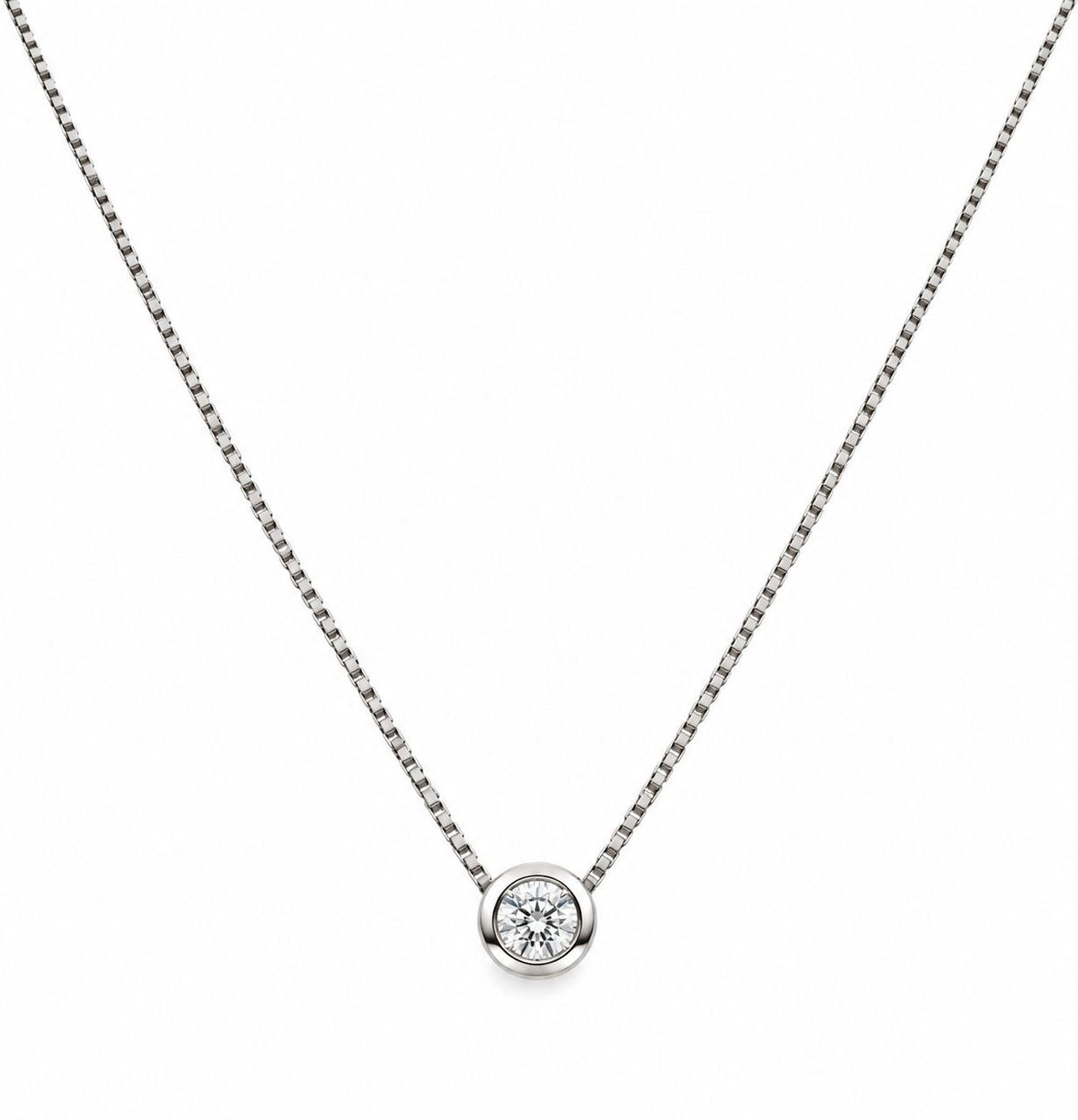 Collana e pendente punto luce a cipollina in Oro Bianco con Diamante 0,10 ct 18 kt (750)