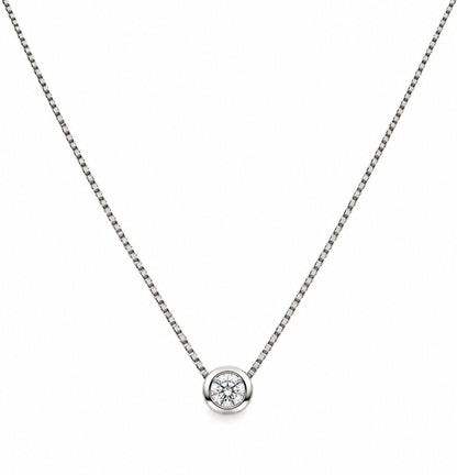 Collana e pendente punto luce a cipollina in Oro Bianco con Diamante 0,10 ct 18 kt (750)