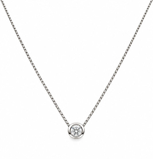 Collana e pendente punto luce a cipollina in Oro Bianco con Diamante 0,10 ct 18 kt (750)