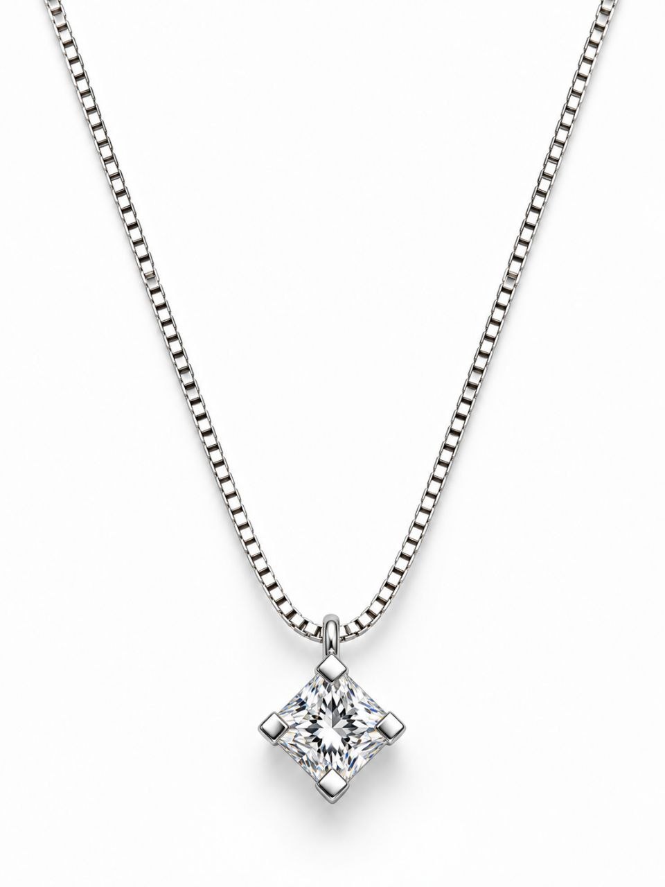 Collana pendente modello punto luce  Oro Bianco 18kt-750  Diamante 0,20 ct