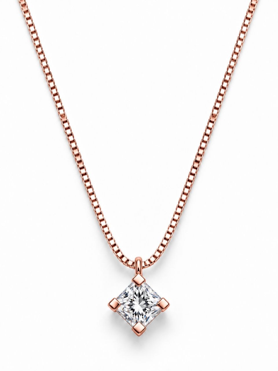 Collana con pendente punto luce in Oro Rosa con Diamante 0,15 ct 18 kt (750)
