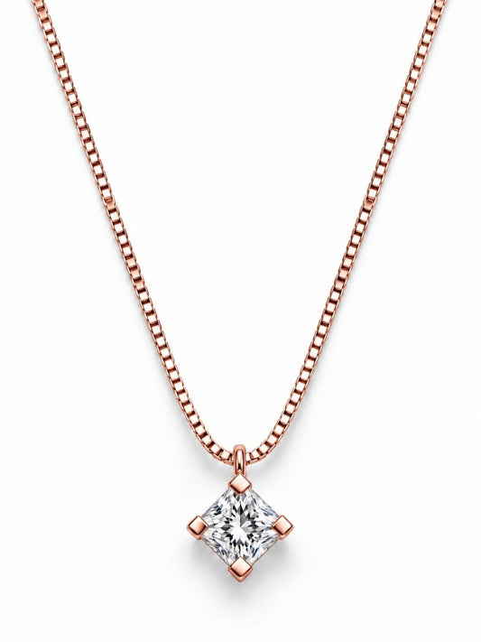 Collana con pendente punto luce in Oro Rosa con Diamante 0,15 ct 18 kt (750)