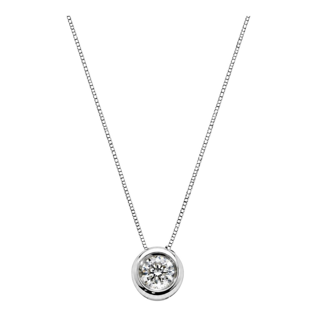 Collana e pendente punto luce a cipollina in Oro Bianco con Diamante 0,30 ct 18 kt (750)