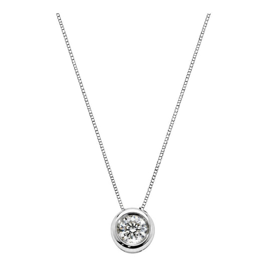 Collana e pendente punto luce a cipollina in Oro Bianco con Diamante 0,30 ct 18 kt (750)