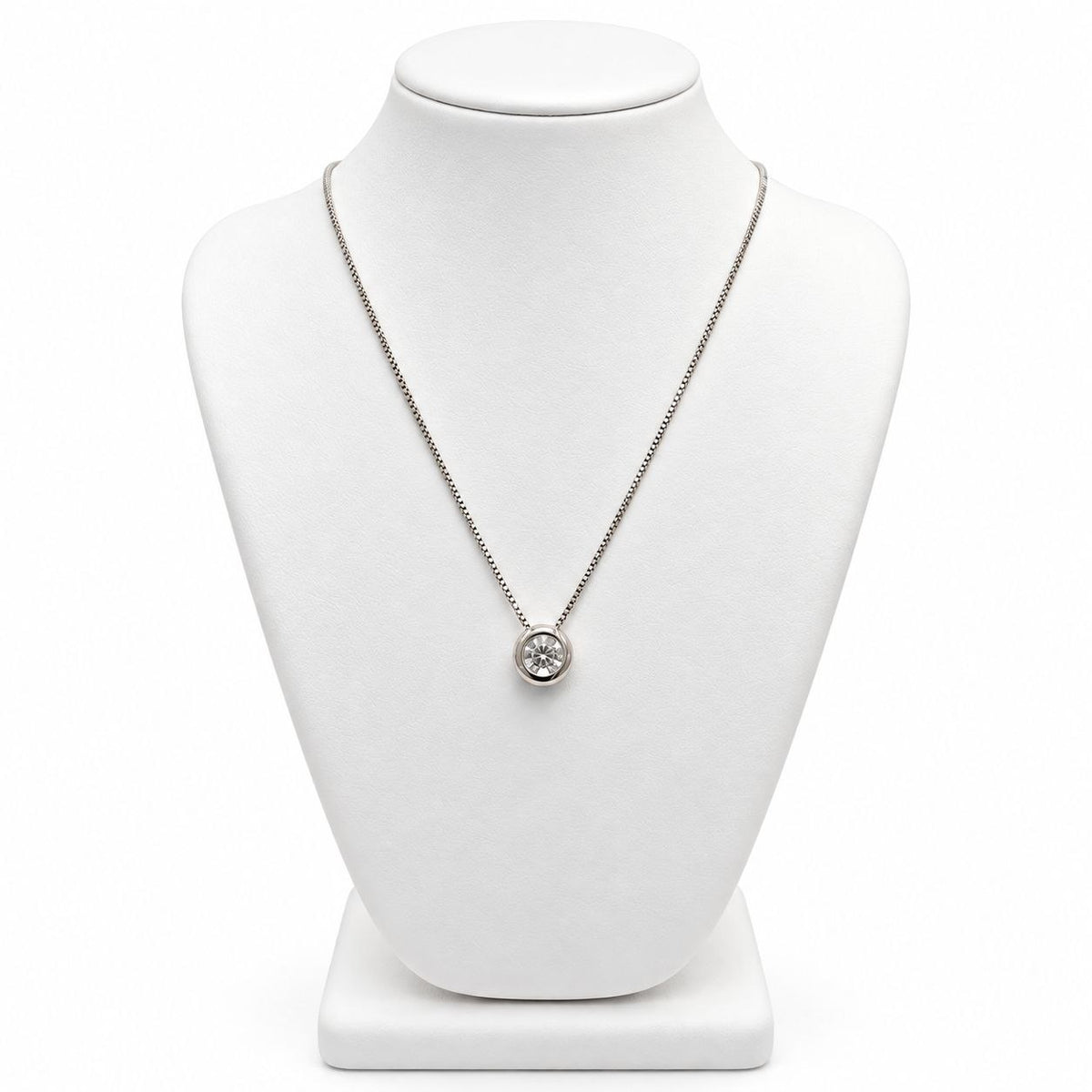 Collana e pendente punto luce a cipollina in Oro Bianco con Diamante 0,30 ct 18 kt (750)