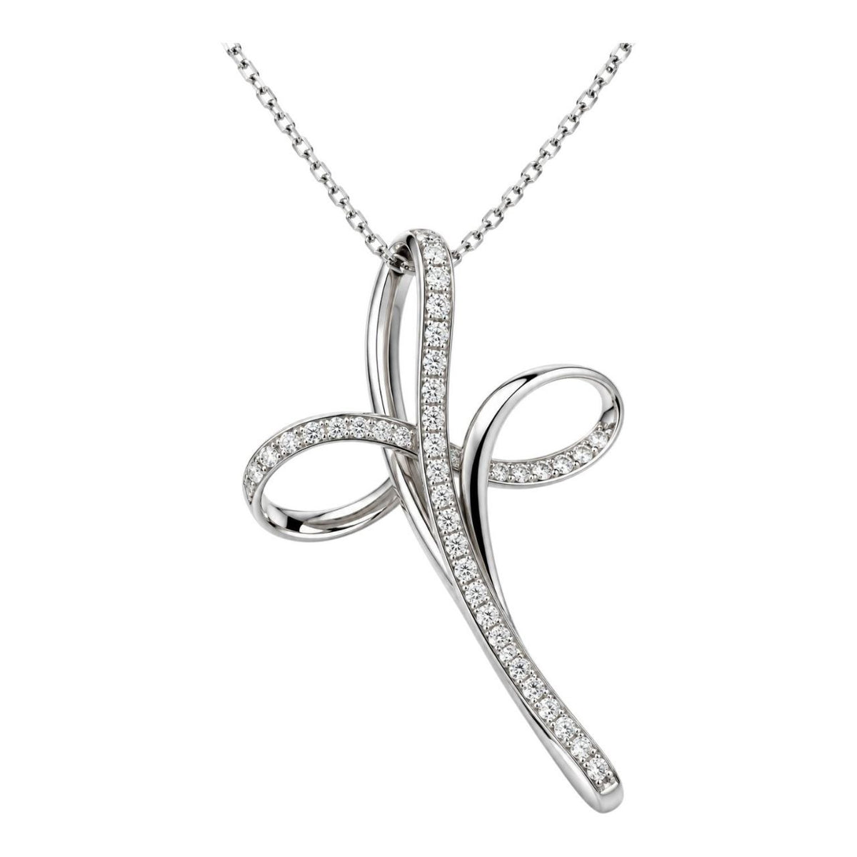 Collana e pendente croce Astralia in Oro Bianco e Diamanti 0,39 ct 18 kt  (750)