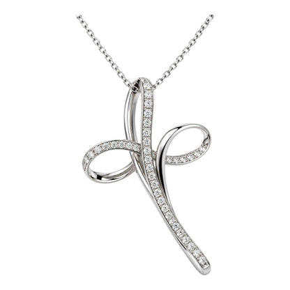 Collana e pendente croce Astralia in Oro Bianco e Diamanti 0,39 ct 18 kt  (750)