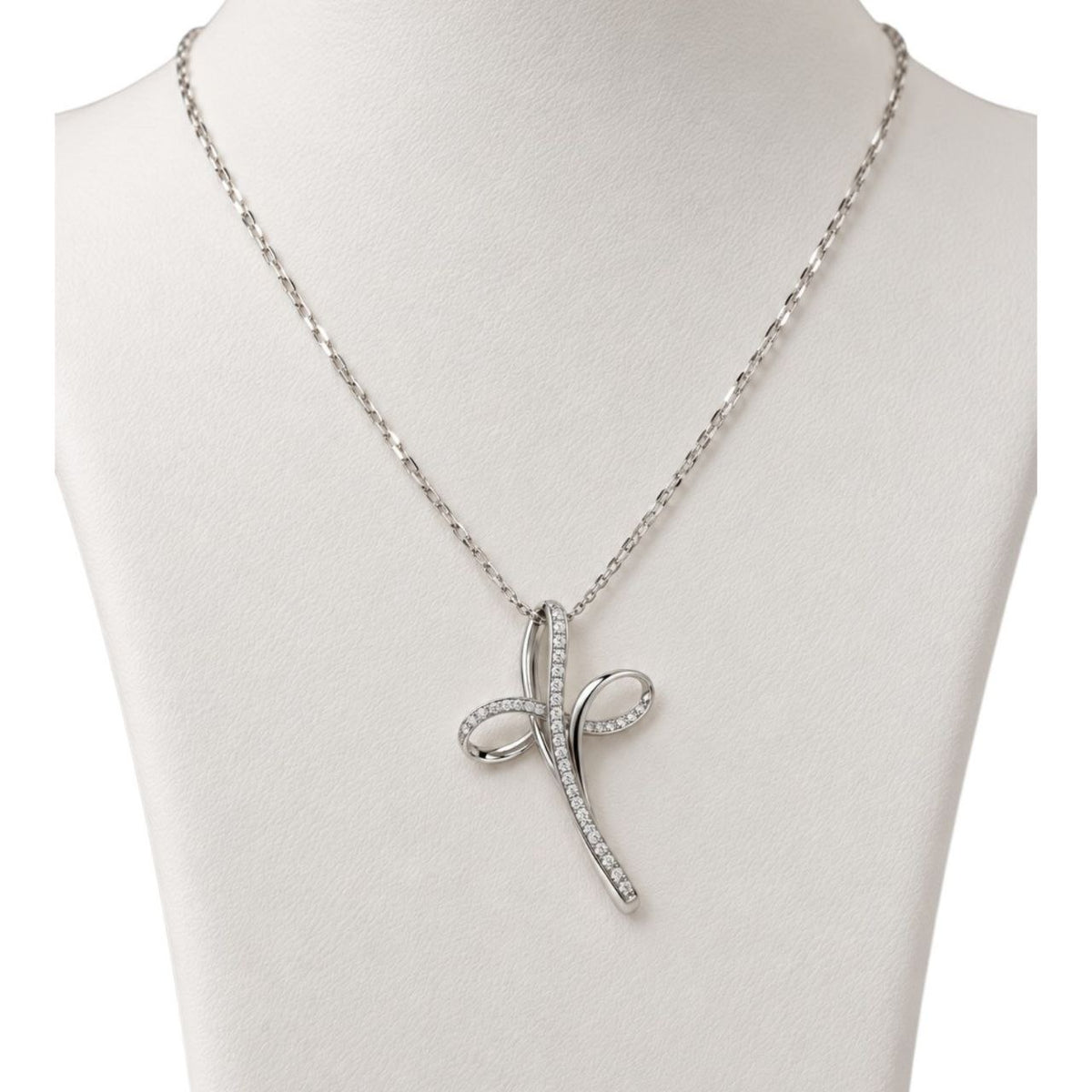 Collana e pendente croce Astralia in Oro Bianco e Diamanti 0,39 ct 18 kt  (750)