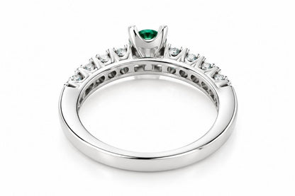 Anello Fantasia con Smeraldo ct 0,35 e Diamanti ct 0,40 in Oro Bianco 18 Kt (750)