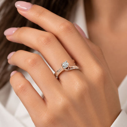 Anello Solitario in Oro Bianco e Oro Rosa con Diamante 0,25 ct 18 kt (750)