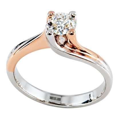 Anello Solitario in Oro Bianco e Oro Rosa con Diamante 0,25 ct 18 kt (750)