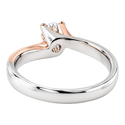 Anello Solitario in Oro Bianco e Oro Rosa con Diamante 0,25 ct 18 kt (750)