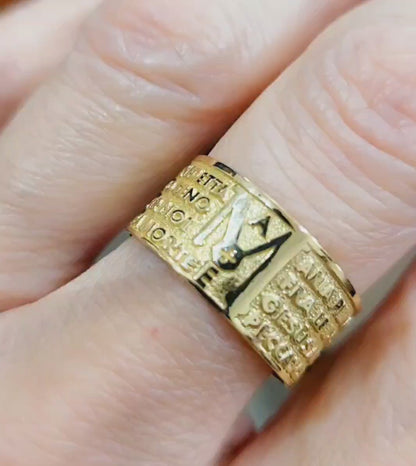 Anello Fascia larga in oro 18kt con Ave Maria a rilievo - Oreficeria